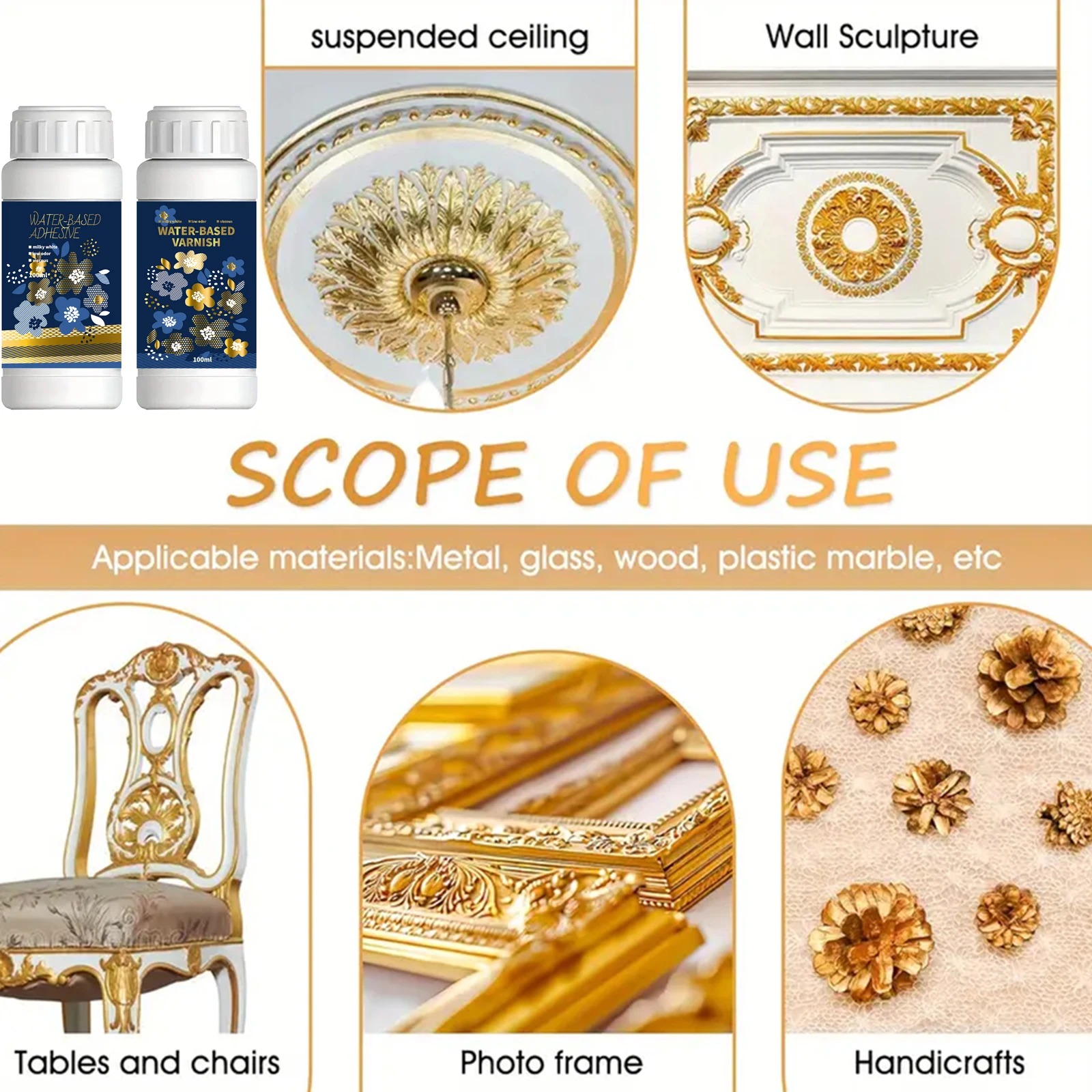 100ml/200ml Golden Leaf Gildin - огляд і ціна Woodworking Resin